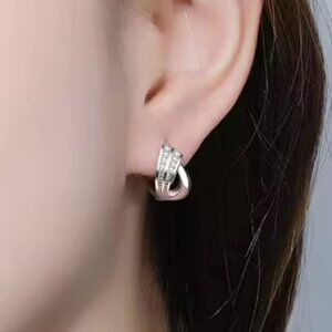 925 sterling Silver Hoop Earrings with sparkling accents